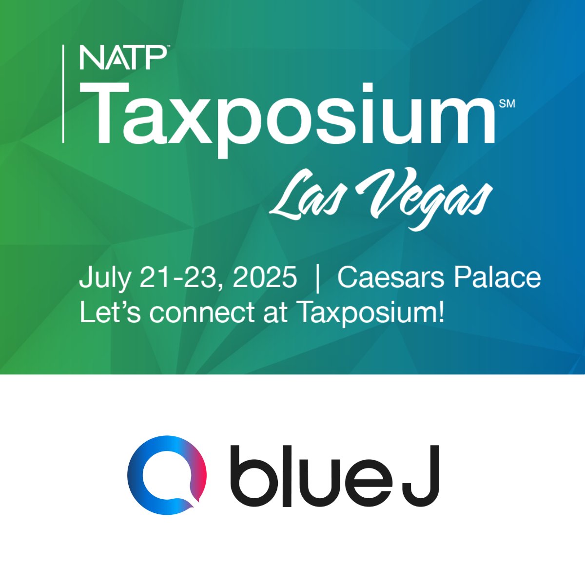 BlueJLegal's tweet image. Heading to #Taxposium? Be sure to visit our booth for access to a limited-time, attendee-only offer on Blue J. #NATP #TaxTech