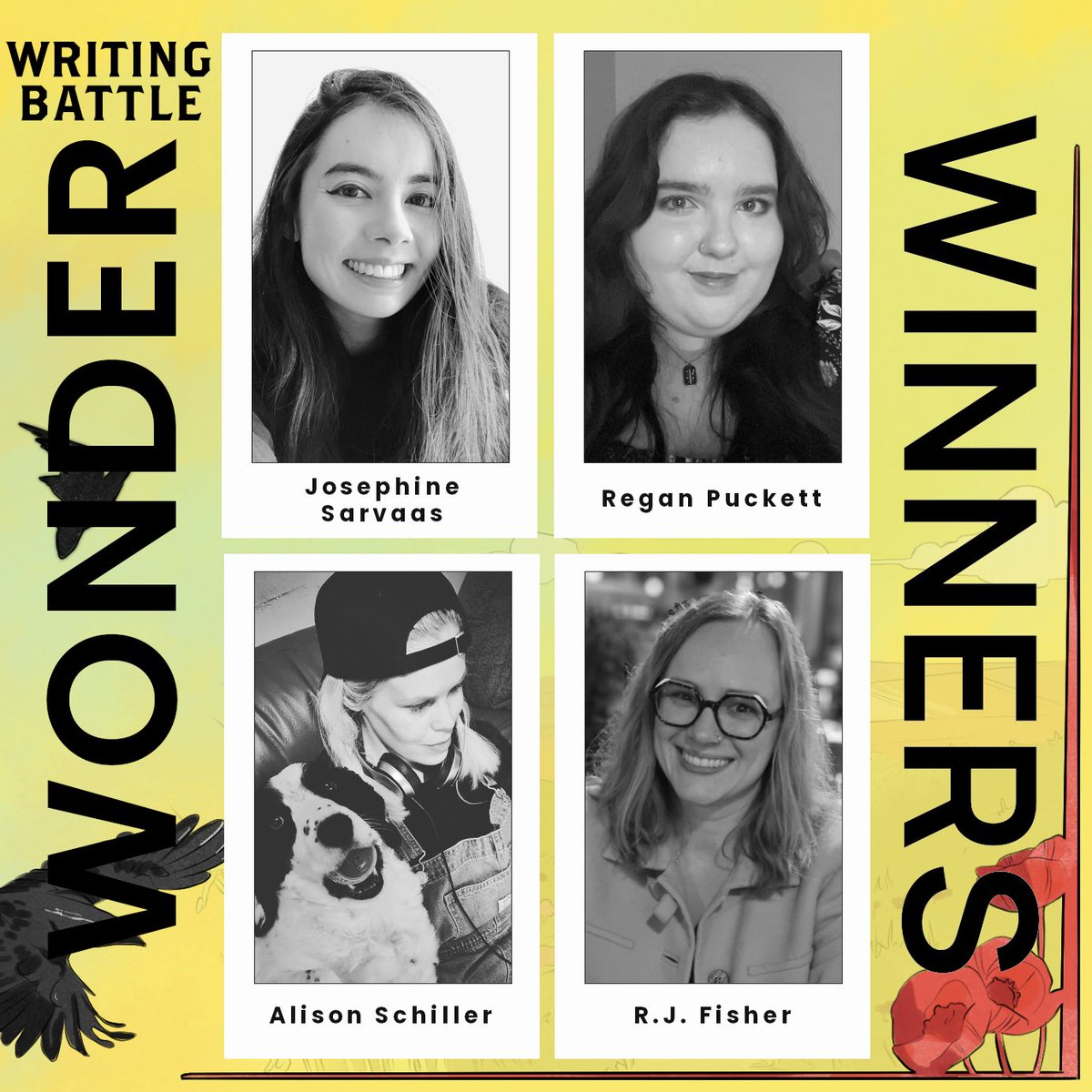 WritingBContest's tweet image. The four Wonder 2025 Battle winning stories have been added to the Past Winners page and include interviews with the authors!
There Used To Be Bears Here by Alison Schiller
Flowers and Weeds by Josephine Sarvaas
Glimmers by Regan Puckett
All Natural by R.J. Fisher
Explore the…