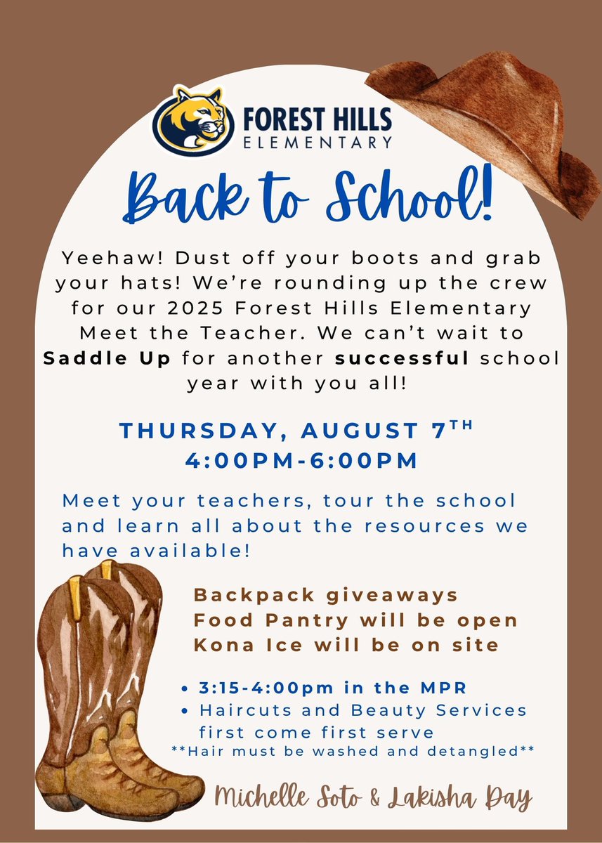 Forest Hills families we are excited to welcome you back for the 2025-2026 school year!