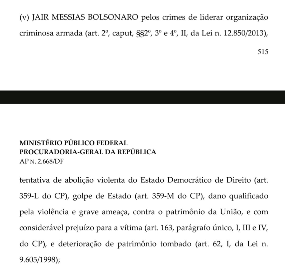 fwernerv's tweet image. 🔴 La acusación fiscal completa contra #Bolsonaro por liderar una banda criminal armada para dar un Golpe de Estado en #Brasil
📃 500 páginas de argumentos contra el líder derechista y sus cómplices civiles y militares
canalmeio.com.br/wp-content/upl…