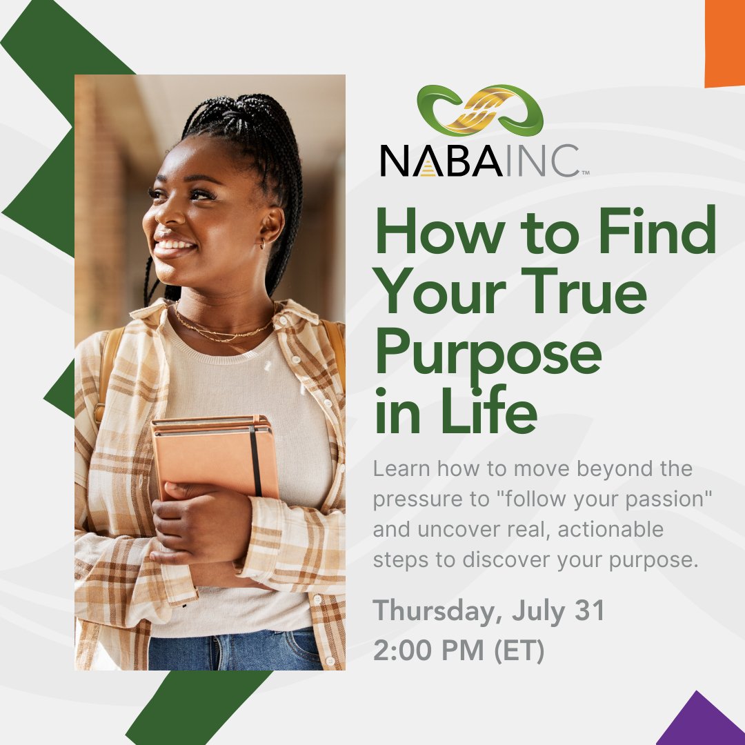 LouisvilleNaba's tweet photo. Still unsure about your major, your path, your purpose? You’re not behind — you’re in the process.

Join Dr. Arthur Wharton for How to Find Your True Purpose in Life. 

Thursday, July 31, 2025 | 2 PM (ET) 

Register now - https://t.co/ss9csHqBap https://t.co/hRCu9fiOnc