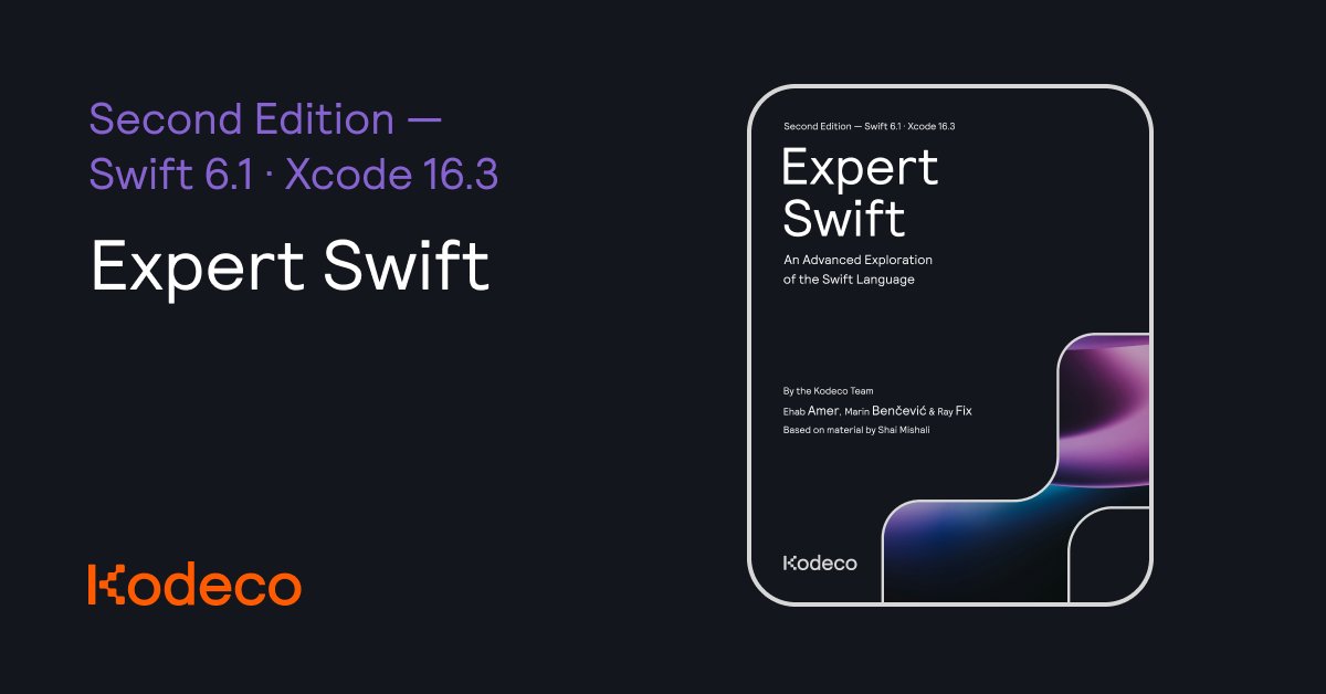 kodecodev's tweet image. Unlock the full power of Swift! 🚀 The new edition of Expert Swift is out now — packed with advanced techniques for building better, faster apps.

📘 kodeco.com/books/expert-s…

#SwiftLang #iOSDev #KodecoBooks