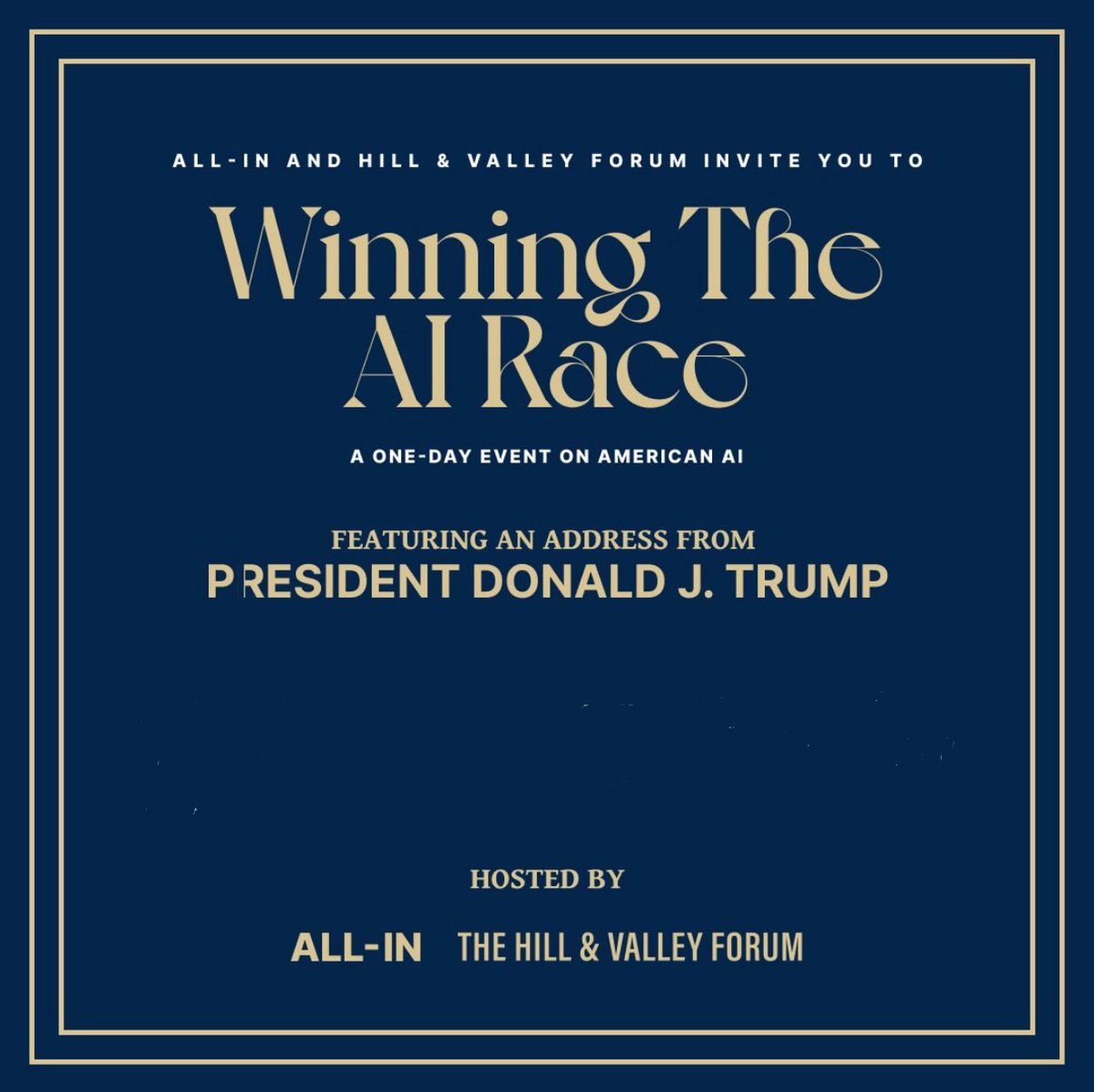 zebulgar's tweet image. Hill & Valley x All-In are hosting President @realDonaldTrump next week in DC for a day-long AI policy event
He will be giving a keynote speech on how AI will be delivering growth, jobs, and prosperity for our great nation!!