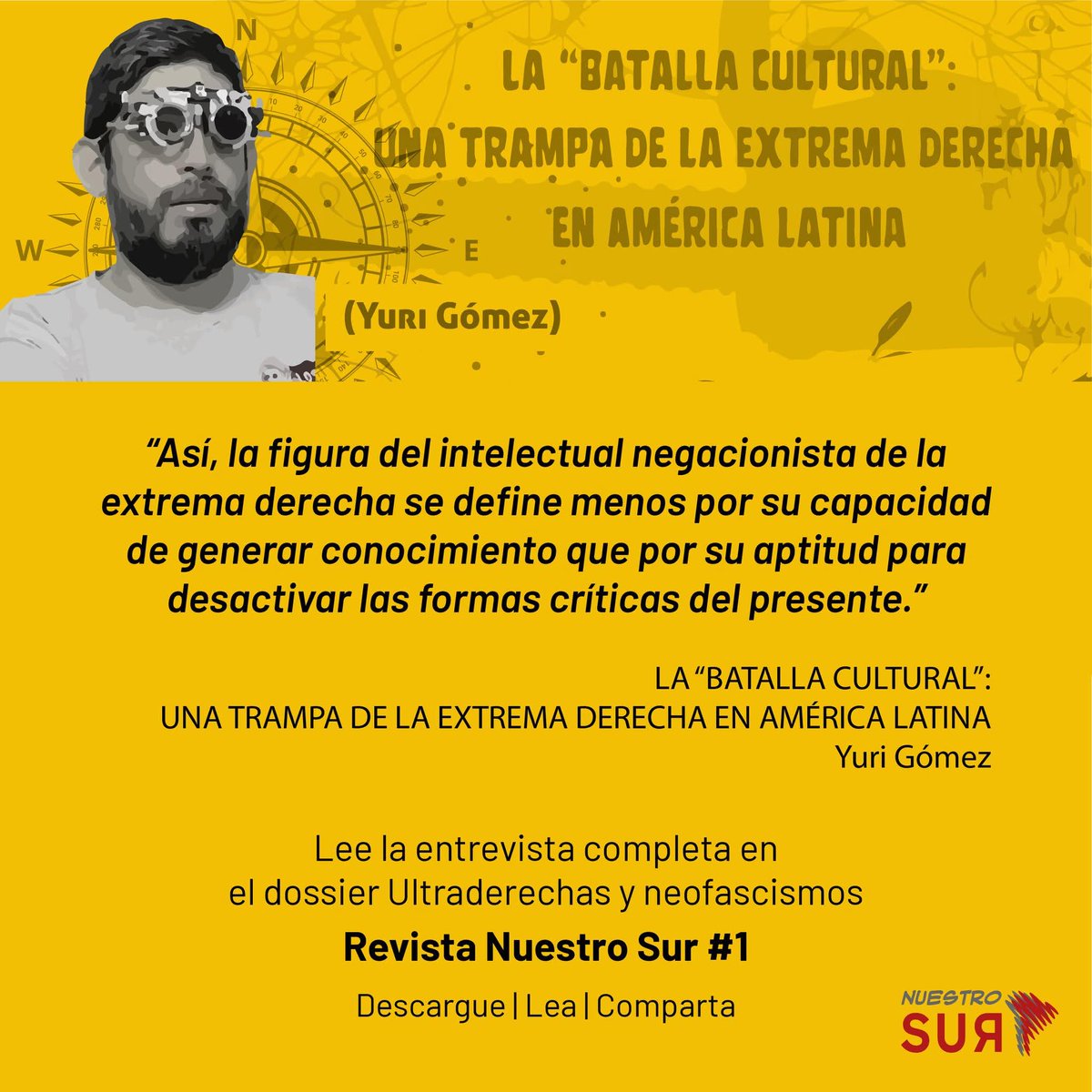SurNuestro's tweet image. 🌐 Cómo se organiza la nueva ultraderecha a nivel mundial? Qué papel juegan los medios, las iglesias y las élites económicas en esta ofensiva global?
📚 Todo esto y + en el dossier “Ultraderechas y neofascismos” #RevistaNuestroSur n°1
📥 Descárgala aquí: tienda.nuestrosur.pe/product/revist…