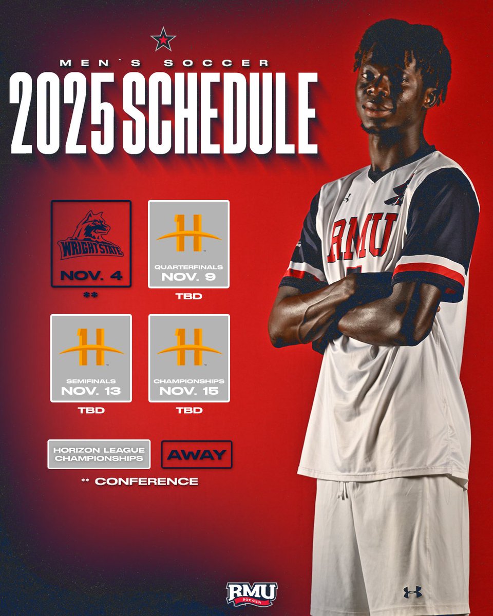 Your 2025 RMU Men's Soccer schedule has dropped! 🔥 Don't miss a single match as we chase another successful season‼️

📰: bit.ly/3IuJ8Av

#BobbyMo #HLMSOC