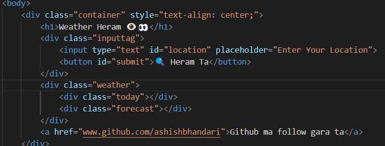 mrbhandari431's tweet photo. #LSPPDay45 Today I created a template for a weather app using the OpenWeather API. I also added data filtering to search weather by location, with a default value to my hometown—Haldibari, Nepal. #learningwithleapfrog #60DaysOfLearning2025
@lftechnology https://t.co/CO6OUGyAWn