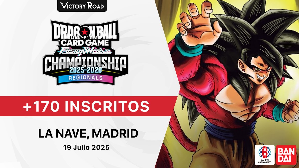 ¡Este fin de semana es nuestro Regional de Dragon Ball Super #FusionWorld en 🇪🇸 Madrid!

¿Aún no tienes entrada? ¡Ya se han vendido más de 1⃣7⃣0⃣! 

¡Únete ya al que va a ser uno de los mayores Regionales de Dragon Ball Fusion World! 🟠

🎫Entradas: my.weezevent.com/dragonball-fw-…