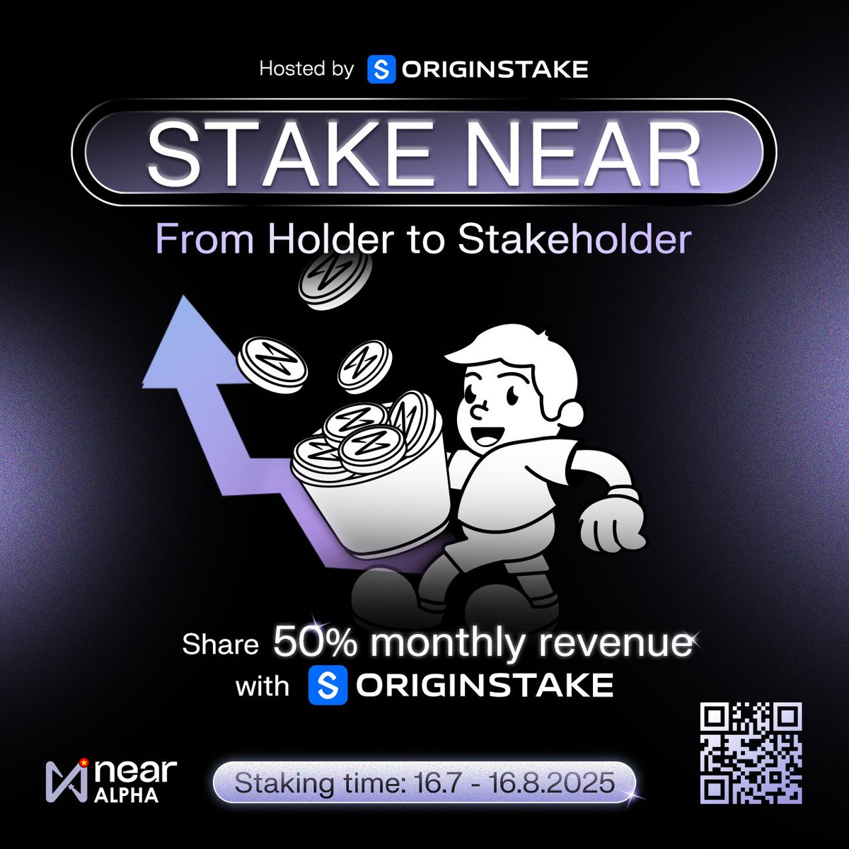 NEARVN_Alpha's tweet image. STAKE NEAR
From Holder to Stakeholder
🎉 We’re officially launching the &quot;STAKE NEAR: From Holder to Stakeholder&quot;, hosted by @OriginStake . By staking your $NEAR, you’ll not only earn attractive APR but also unlock exclusive rewards throughout the campaign.

1. 🗓 Staking Window:…