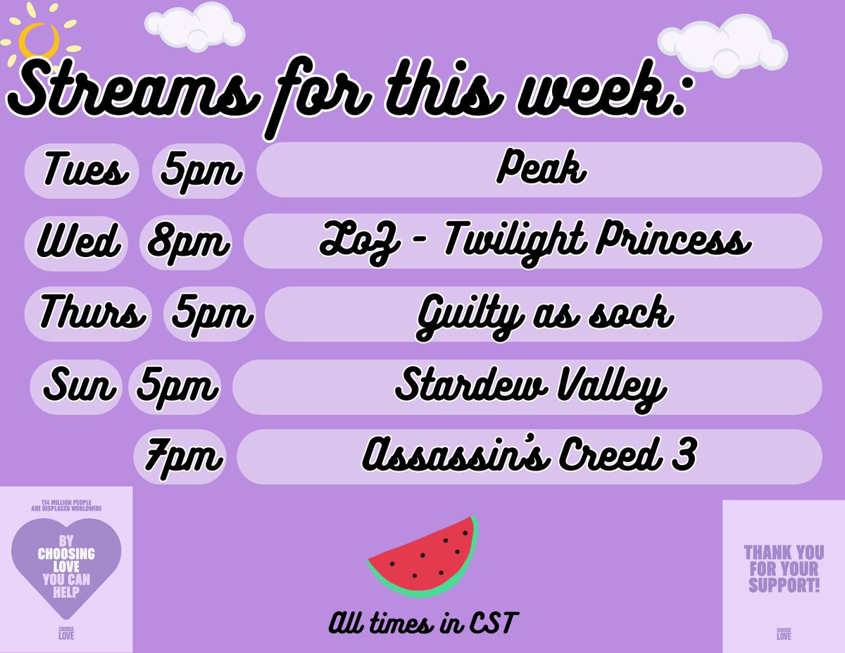 Busy week of stream! We've got a charity group game on Thursday! Hope to see you there!
