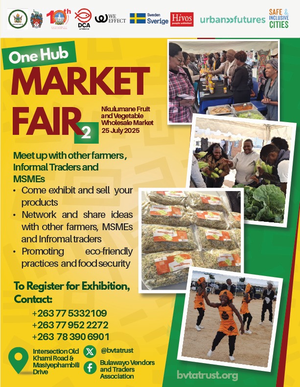 The One Hub Market Fair returns on 25 July 2025 at Nkulumane Fruit &amp; Vegetable Market — and it's bigger and better! More vendors, more variety, and all the community vibes.