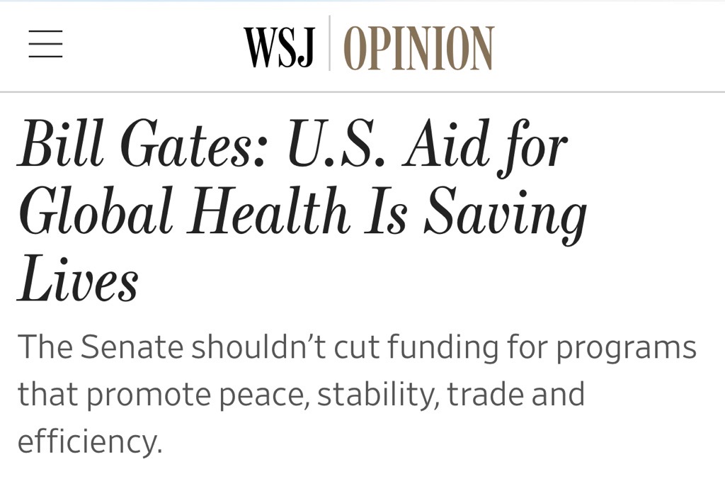 MSuzman's tweet image. Funding global health isn’t just moral—it’s strategic.
Programs like @gavi and @PEPFAR save lives while serving U.S. interests by preventing pandemics, promoting peace, and fueling global economic growth.
I urge you to read @BillGates’s @WSJ piece on what’s at stake, and what…