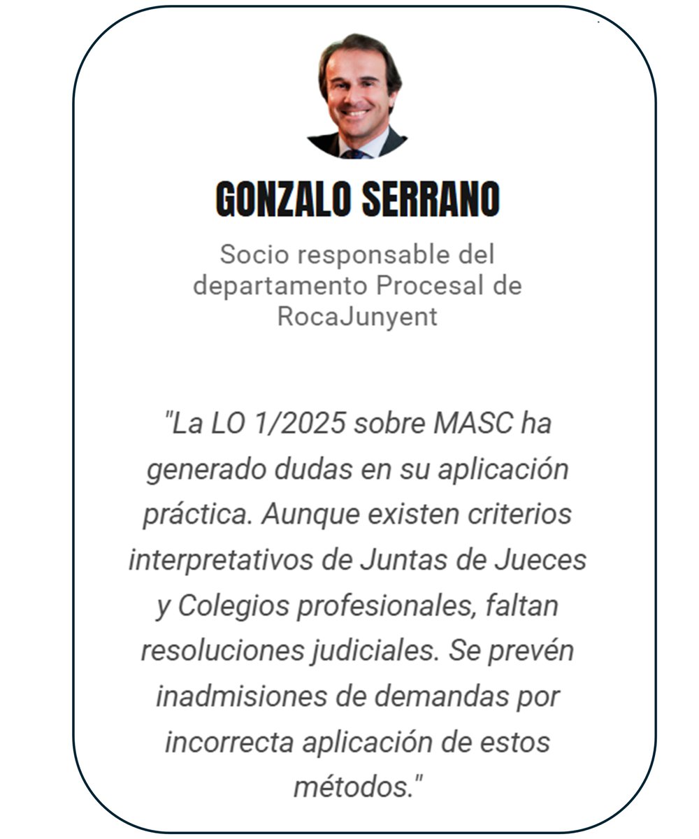🗣️Nuestro socio director de Procesal, Gonzalo Serrano Fenollosa, comparte su visión sobre los primeros 100 días de la LO 1/2025 en El Confidencial.
Te invitamos a leer el artículo completo: 
🔗t.ly/x0Nl5
#DerechoProcesal #LegalNews #RocaJunyent