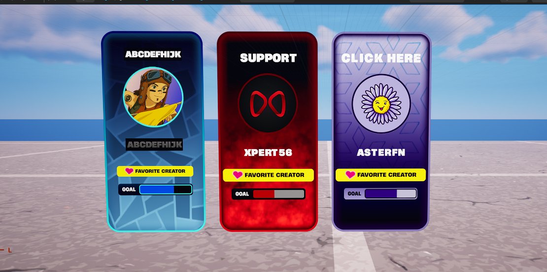 I created a vertical version of the creator profile card. Thanks <a href="/OzyCreates/">OzyCreates</a> for the original material.
#UEFN #FortniteCreative