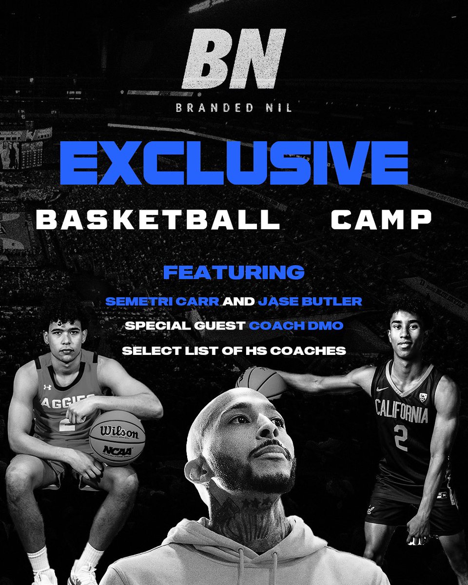 Branded_nil's tweet image. 🚨 Branded NIL Camp: Aug 15–16 at Tam High (Marin)

Work w/ Coach DMO + D1 stars Jase Butler &amp;amp; TT Carr 💪 and more to come.. 

4th–9th grade hoopers are welcome🏀

Spots limited — DM/email @branded_nil to register!

Check for invites 👀