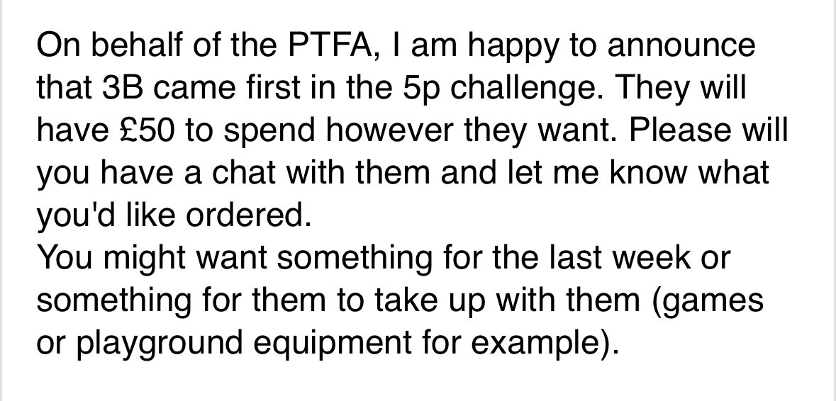 This afternoon, the class made suggestions on what to spend their PTFA winnings on. 💰
We whittled them down and voted for our favourite. They have chosen to donate it to a local charity for homelessness and I could not be prouder of these gorgeous little humans! ❤️