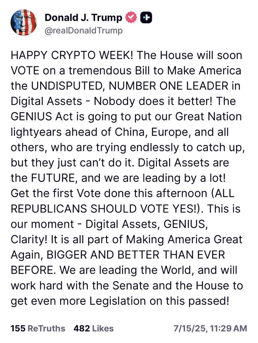 BoHines's tweet image. Thank you for your leadership Mr. President!!!
Crypto Week!!🇺🇸🇺🇸🇺🇸