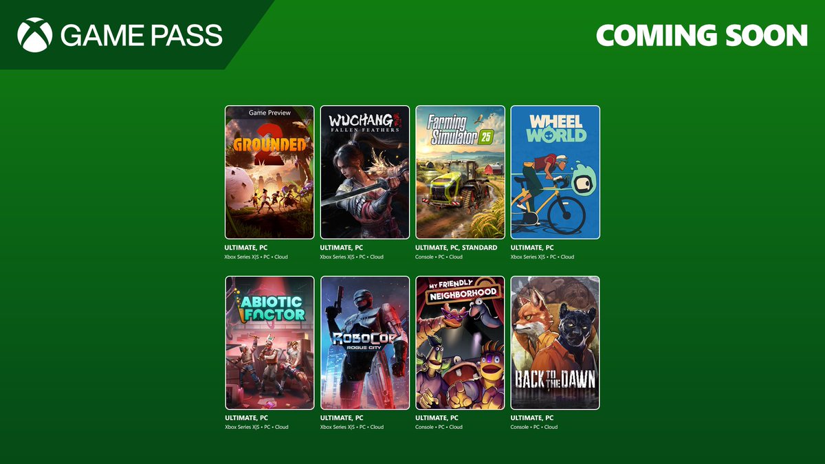 Estos son los juegos de Game Pass en la segunda mitad de julio. Grounded 2 y Wuchan Fallen Feathers, además de otros pelotazos como Robocop. 💚🔥🔥
