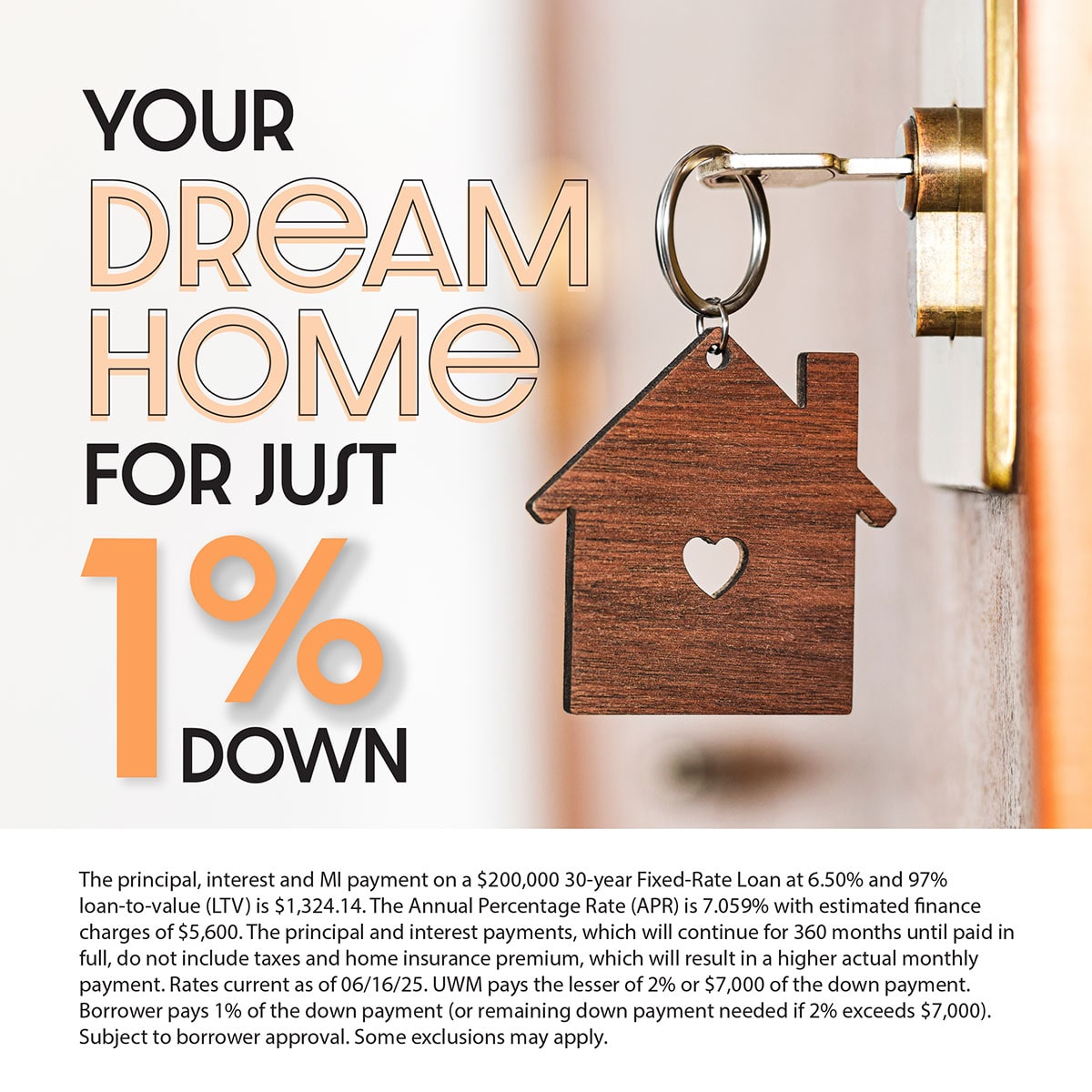 We can do it! 1% down with conventional financing! Your income can't be greater than 80% of the area median income! DM to figure out if you qualify!
