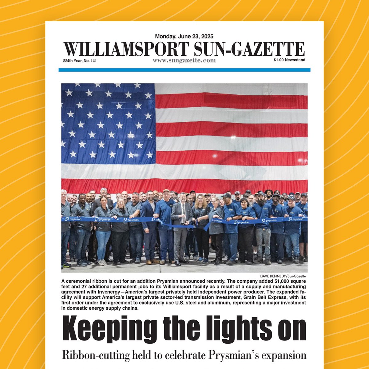 grainbeltexp's tweet image. ICYMI: Our long-term supply chain agreement with @PrysmianNA is a major investment in U.S. manufacturing and strengthens the domestic supply chain for new electric grid infrastructure. Thanks to the Grain Belt Express partnership, Prysmian is expanding its Williamsport, #PA…