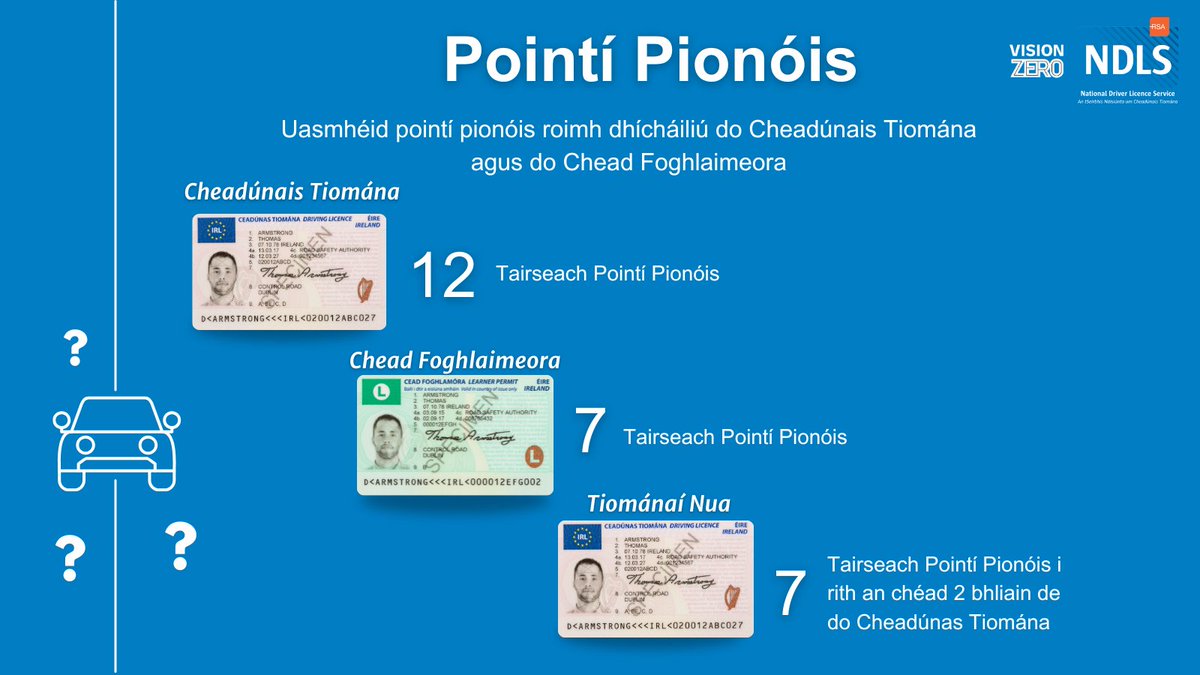 RSAIreland's tweet image. Uasmhéid pointí pionóis = dícháiliú do Cheadúnais Tiomána/Ceadúnais Foghlaimeora 🚗
📌Ceadúnas Iomlán: 12 phointe
📌Ceadúnas Foghlaimeora: 7 bpointe
📌Tiománaí Nua: 7 bpointe sna chéad 2 bhliain de do cheadúnas tiomána
🔗ndls.ie/about/penalty-…