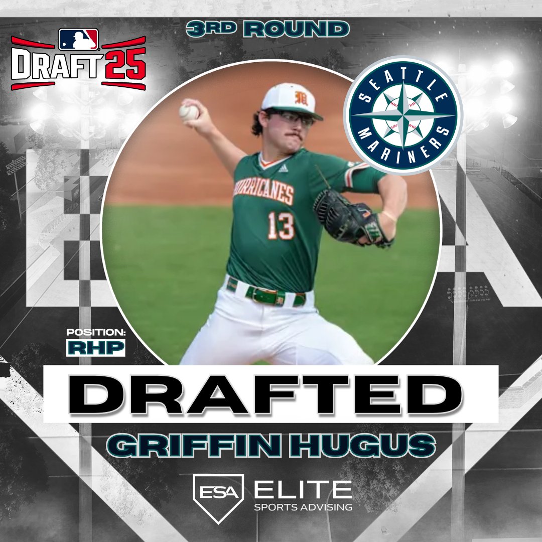 Elite Sports Advising (@elitesportsadv) on Twitter photo ‼️ DRAFTED ‼️
Rd 3 - Pick 91
Congrats to former ESA Athlete <a href="/GriffinHugus/">Griffin Hugus</a> on being selected by the <a href="/Mariners/">Seattle Mariners</a>!
<a href="/EliteSportsAdv/">Elite Sports Advising</a> | #EliteSportsAdvising ‼️ DRAFTED ‼️
Rd 3 - Pick 91
Congrats to former ESA Athlete <a href="/GriffinHugus/">Griffin Hugus</a> on being selected by the <a href="/Mariners/">Seattle Mariners</a>!
<a href="/EliteSportsAdv/">Elite Sports Advising</a> | #EliteSportsAdvising