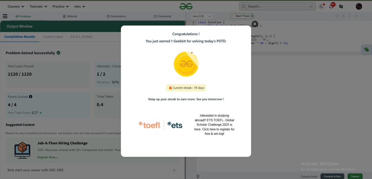 NAVEEN9044's tweet image. Geeksforgeeks potd( 15th july 2025)  
✅divisible by 13  #dp #memoization #SoftwareEngineering follow me 📷#LeetCode, #motivation, #geeksforgeeks, #programming, #coding, #developer, #self-improvement,#potd]