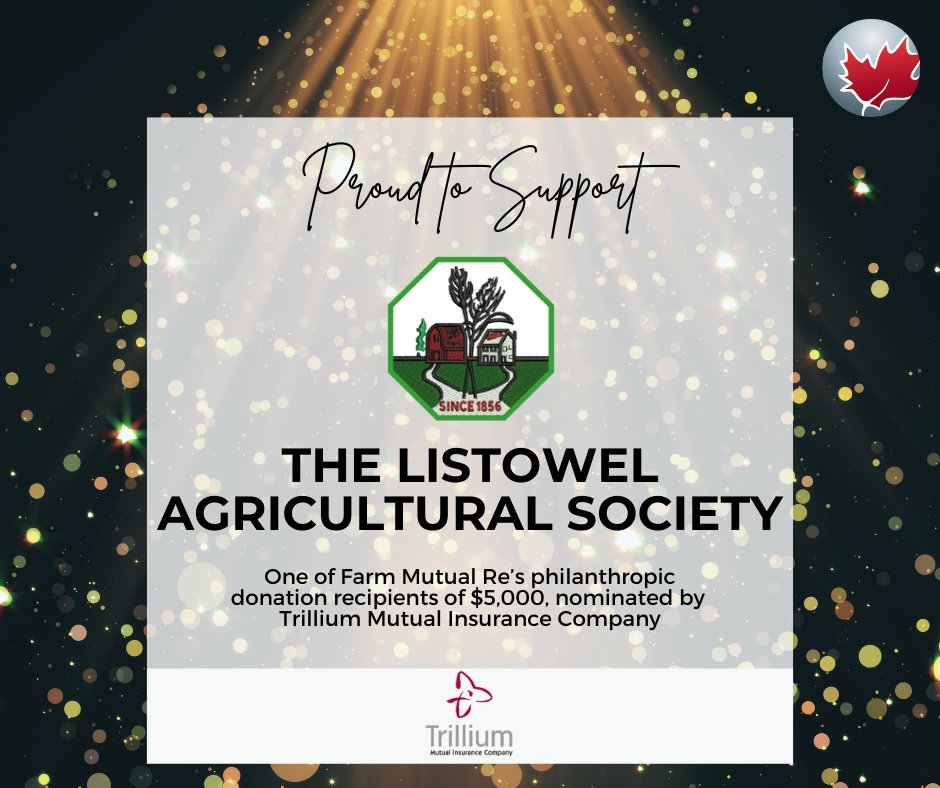 Farm Mutual Re (@farmmutualre) on Twitter photo Congratulations to <a href="/ListowelFair/">Listowel Ag Society</a> on being selected as 1 of 4 recipients of a $5,000 donation, thanks to a heartfelt nomination from <a href="/TrilliumMutual/">Trillium Mutual</a>. Read more here: farmmutualre.com/news/ Congratulations to <a href="/ListowelFair/">Listowel Ag Society</a> on being selected as 1 of 4 recipients of a $5,000 donation, thanks to a heartfelt nomination from <a href="/TrilliumMutual/">Trillium Mutual</a>. Read more here: farmmutualre.com/news/