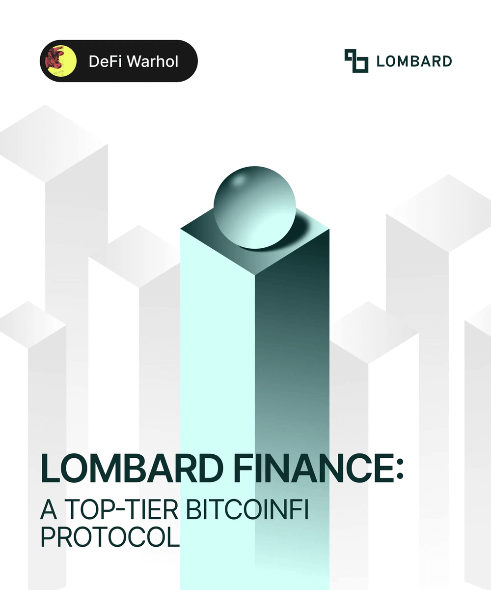 Defi_Warhol's tweet photo. Bitcoin is heavily underutilized in DeFi.

$2.3 trillion in capital is waiting to be deployed and put to work.

Here's why @Lombard_Finance is the perfect getaway to BTCfi 🧵

➣ Bitcoin in DeFi

Despite holding a 64% market dominance, Bitcoin ($BTC) is significantly underutilized in DeFi:

- Lack of Native Yield: Unlike Ethereum (ETH), which thrives with a robust staking economy, Bitcoin lacks a similar low-risk yield source.

- Limited Cross-Chain Composability: Existing methods to integrate Bitcoin into DeFi often compromise security and decentralization.

- Fragmented Bitcoin Liquidity in DeFi: Bitcoin liquidity is dispersed across various L2s and wrapped tokens.

- Few Integrations with Core DeFi Primitives: ETH and USDC remain the preferred collateral in DeFi.

Lombard seeks to use Bitcoin as a value store and enhance its utility in decentralized finance.

➣ Mechanism

In a nutshell:

Stake your BTC → receive $LBTC (1:1 backed) → use it anywhere in DeFi.

LBTC is liquid Bitcoin: yield-bearing, cross-chain, and 1:1 backed by BTC.

@Lombard_Finance lets you earn restaking rewards without locking up your BTC.

➣ How does LBTC earn yield?

LBTC holders earn multiple yields & points:

- Babylon Staking Yield
- Babylon Points
- Lombard Lux
- Yields & incentives from destination chains/protocols

You can also boost earnings by using LBTC in DeFi:

- Liquidity provision on DEXs
- Lending or collateralizing LBTC
- Yield trading strategies
- Automated yield vaults

Lombard is built on @babylonlabs_io to create a marketplace for BTC staking. BTC holders earn rewards while keeping liquidity, allowing them to navigate freely in DeFi.

@Lombard_Finance is also plugged into Sushi, Morpho, Katana, and Chainlink’s full stack.

➣ Metrics

- TVL: $1.6b
- Unique Holders: 268k
- DeFi Vault TVL: $125m
- LBTC Supply: 14,258 $BTC

LBTC has experienced explosive growth recently. To put it in perspective, just one year ago, its TVL was less than $100 million.

➣ Final Thoughts

BTCfi continues to be one of the highest ROI niches in crypto, and projects leading this narrative are poised to excel.

@Lombard_Finance is among these leaders.

If you have any idle BTC, put it to work ASAP.

Hope you enjoyed this post and found some new VALUABLE information.

If you wanna support me, I'd appreciate a like, reply, and RT <3