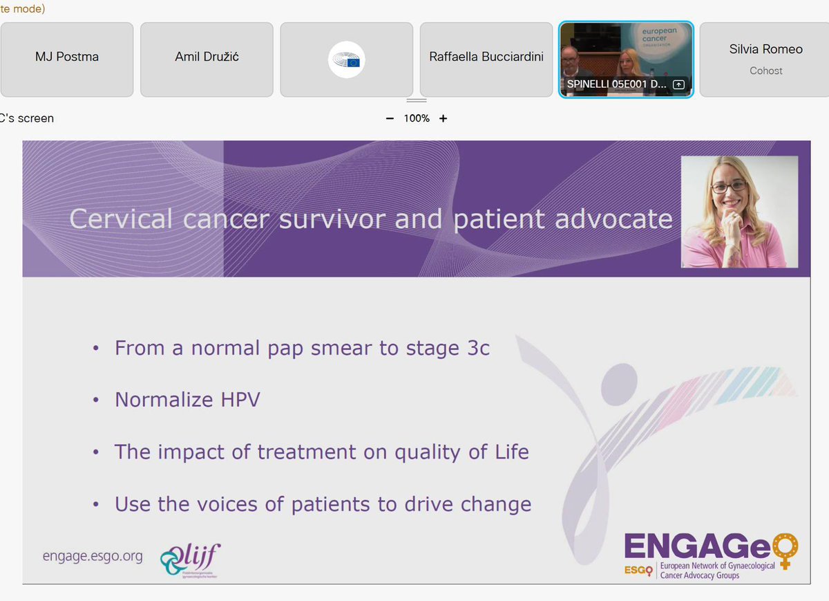 EngageEsgo's tweet image. This afternoon our Co-Chair Kim Hulscher spoke about the importance of cervical cancer patient stories at an event at the European Parliament! 🇪🇺
➡️The event, “Accelerating Progress Towards the EU’s Goal of Eliminating HPV Cancers” was organised by the European Cancer…
