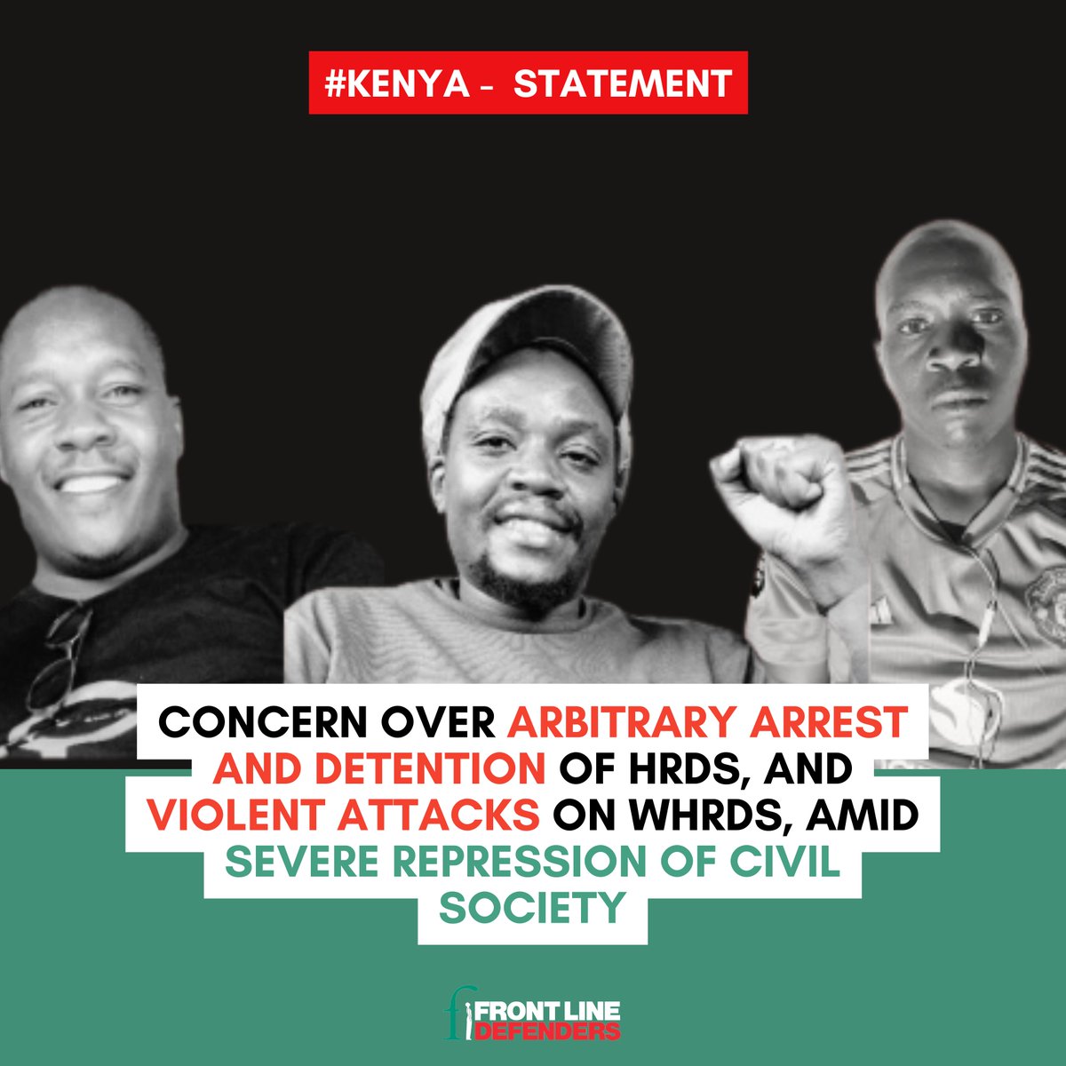 FrontLineHRD's tweet image. 🚨 #Kenya
Front Line Defenders strongly condemns the violent attacks and arbitrary detentions of human rights defenders in Kenya in recent weeks, occurring in the aftermath of the 25 June nationwide protests against police brutality and government policies.
Read more:…
