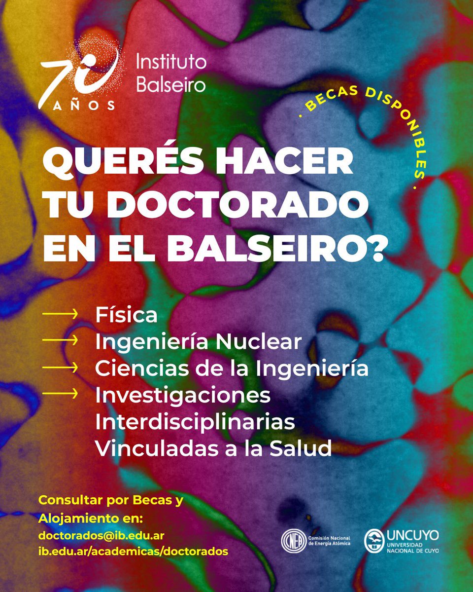📝 ¿Querés hacer tu doctorado en Física en el Balseiro? Vení a ser parte de la investigación e innovación y a vivir una aventura científica y tecnológica en Bariloche. 

Más información: ib.edu.ar/academicas/doc… 
Contacto: doctorados@ib.edu.ar

@cnea_arg @uncuyo
