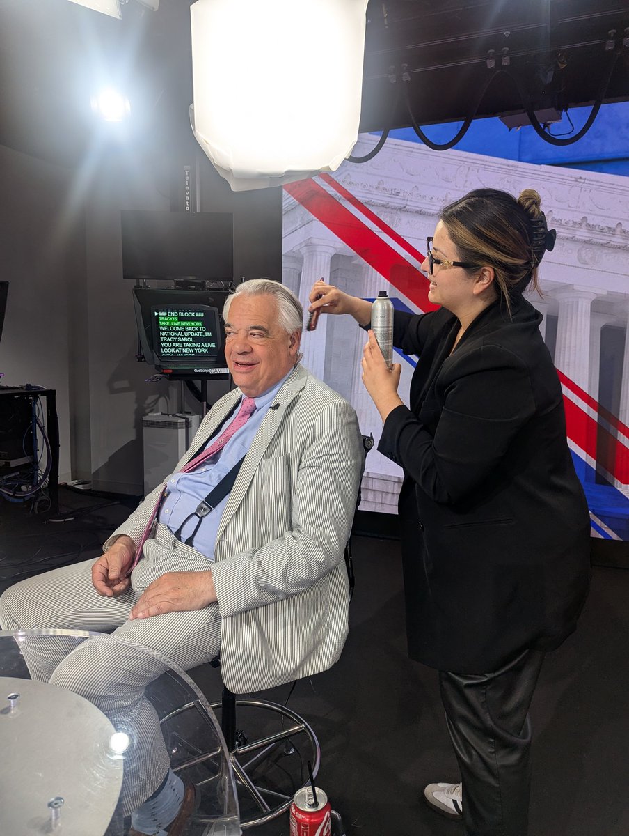 <a href="/johngizzi/">John Gizzi</a> getting "gussied" up on the set of  National Update <a href="/NEWSMAX/">NEWSMAX</a> 2.  Thanks for being our Special Guest today John!