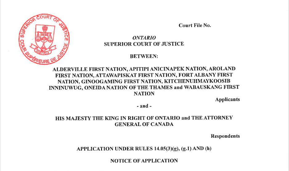 Nine First Nations in Ontario have launched a court challenge against newly passed federal and provincial laws to fast-track major industrial development projects.

They call the laws “a clear and present danger” to their self-determination rights. cbc.ca/news/canada/to…