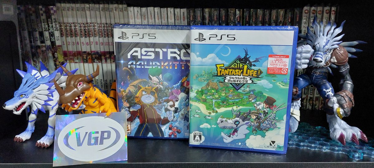 cinthia_mendes_'s tweet image. Another awesome package from @VideoGamesPlus_ !! Really happy with Fantasy Life!! Greymon approves the cool sticker! 😂