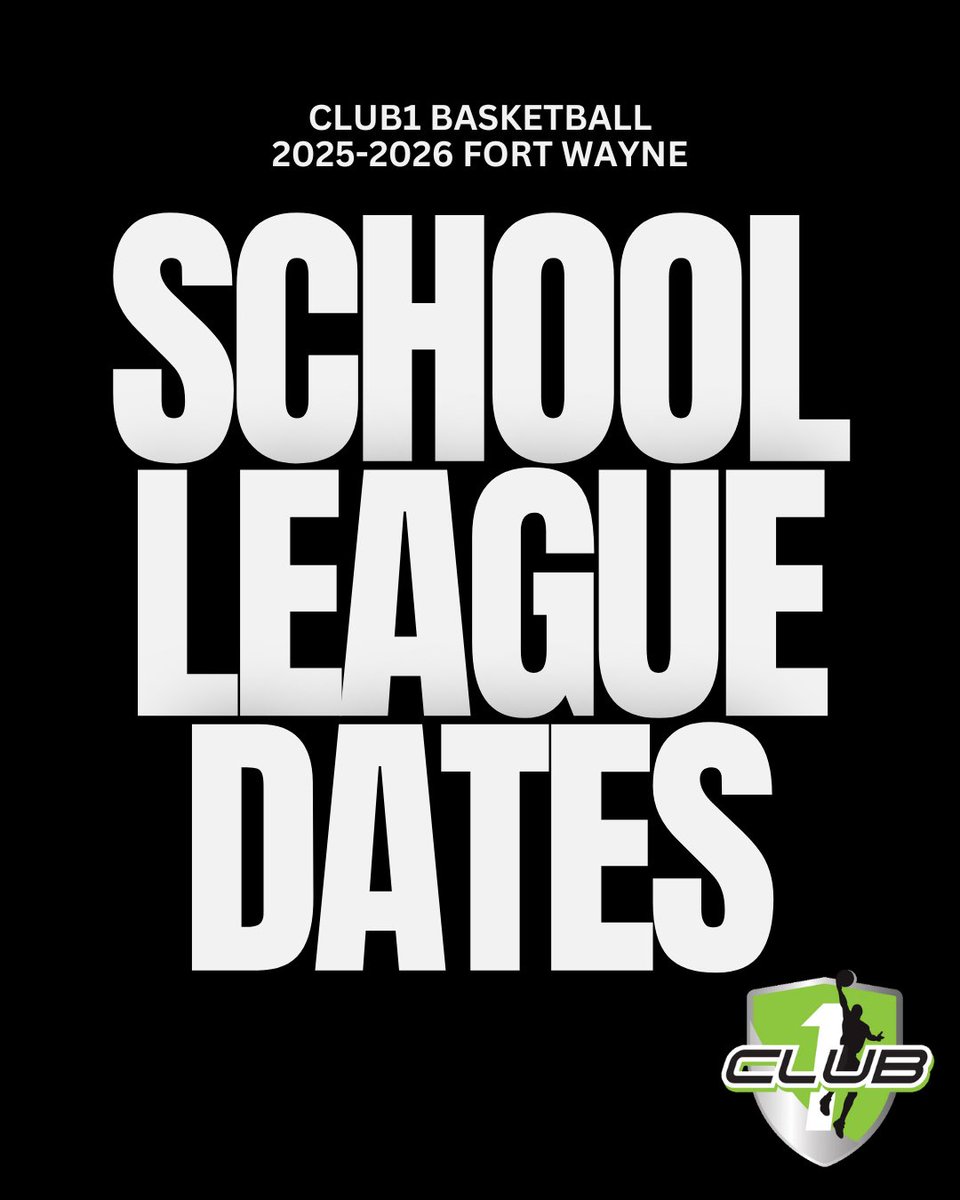 Club1 Basketball is excited to announce our 2025-2026 Fort Wayne School League dates!  Be sure to check out all of our options on the link below!

⚫️ bit.ly/4lEDOsT