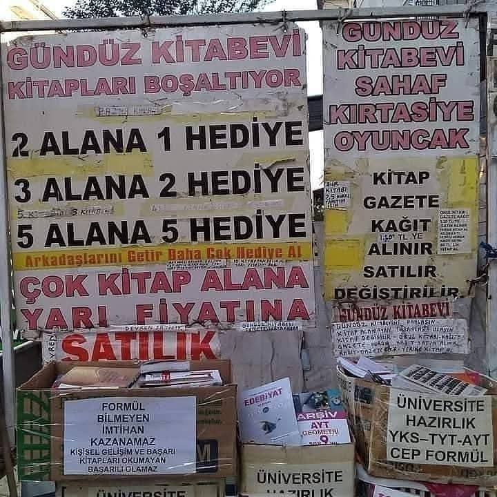 Kitap+kağıt kilo 4 TL.  
Gazete 10 TL. 
Yerine kitap al kilo 20 TL. 
10 kilo hurdaya 200 TL'lik kitap al. 
Paylaş ki ses getirsin.
Kitap alamayan insanlara ulaş.
Hayra -iyiliğe,
 vesile- aracı olan aynı sevabı alır.
En büyük cihat eğitim öğretim.
 Ne çektik ise cahillikten çektik