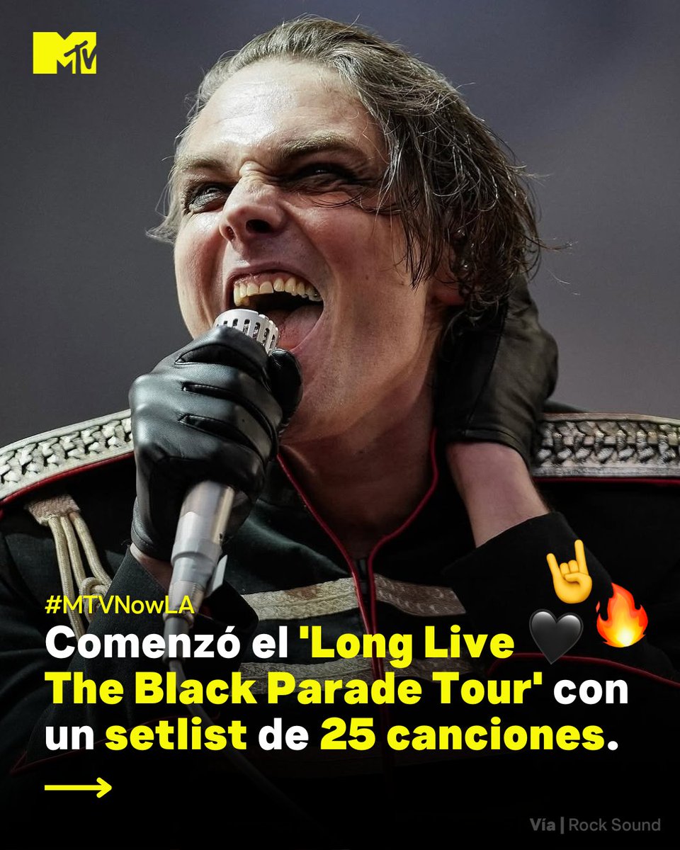 MTVSur's tweet image. 🖤 WELCOME TO THE BLACK PARADE 🤘💀
🔥 My Chemical Romance dió inicio a su gira ‘Long Live The Black Parade‘ y desató la nostalgia en su primer show en Seattle con un setlist brutal de 25 canciones que son joyitas de sus primeros discos y rarezas que enloquecieron a los fans.…