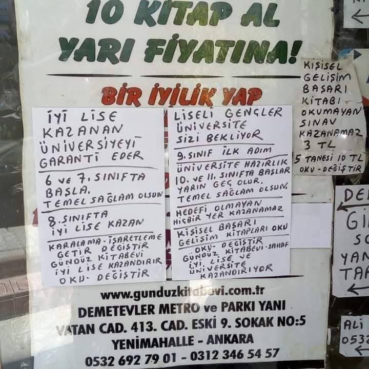 Kitap+kağıt kilo 4 TL.  
Gazete 10 TL. 
Yerine kitap al kilo 20 TL. 
10 kilo hurdaya 200 TL'lik kitap al. 
Paylaş ki ses getirsin.
Kitap alamayan insanlara ulaş.
Hayra -iyiliğe,
 vesile- aracı olan aynı sevabı alır.
En büyük cihat eğitim öğretim.
 Ne çektik ise cahillikten çektik