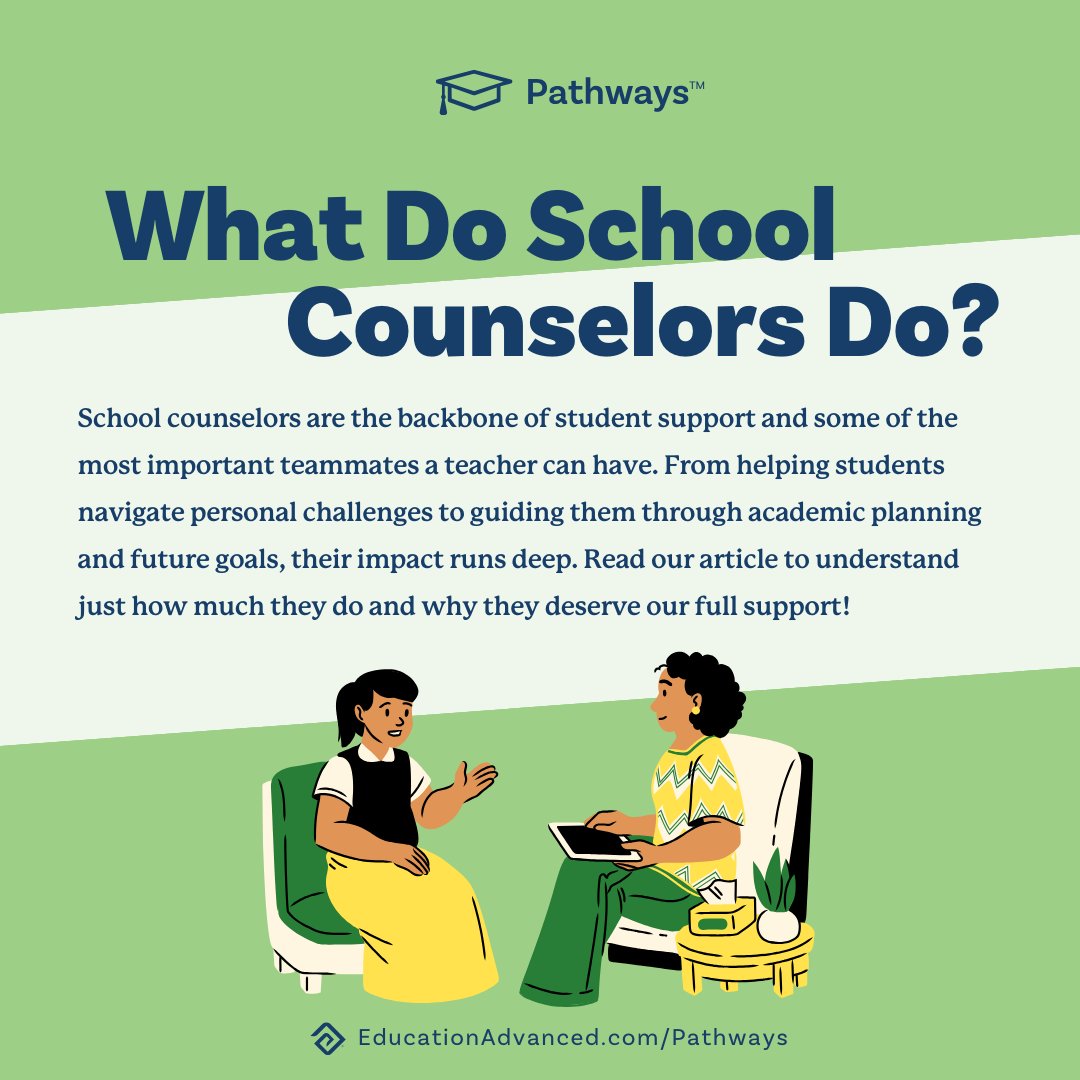 School counselors are the backbone of student support! From academic planning to mental health, they juggle it all with heart, care, and expertise. Learn about the many roles they play and why their work matters so much! educationadvanced.com/blog/what-do-s…
