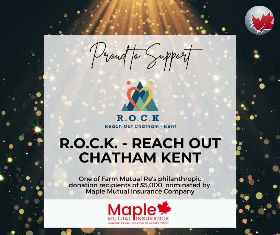 Farm Mutual Re (@farmmutualre) on Twitter photo Congratulations to R.O.C.K. - Reach Out Chatham Kent on being selected as 1 of 4 recipients of a $5,000 donation, thanks to a heartfelt nomination from <a href="/maplemutual/">Maple Mutual Insurance</a>. Read more here: farmmutualre.com/news/ Congratulations to R.O.C.K. - Reach Out Chatham Kent on being selected as 1 of 4 recipients of a $5,000 donation, thanks to a heartfelt nomination from <a href="/maplemutual/">Maple Mutual Insurance</a>. Read more here: farmmutualre.com/news/