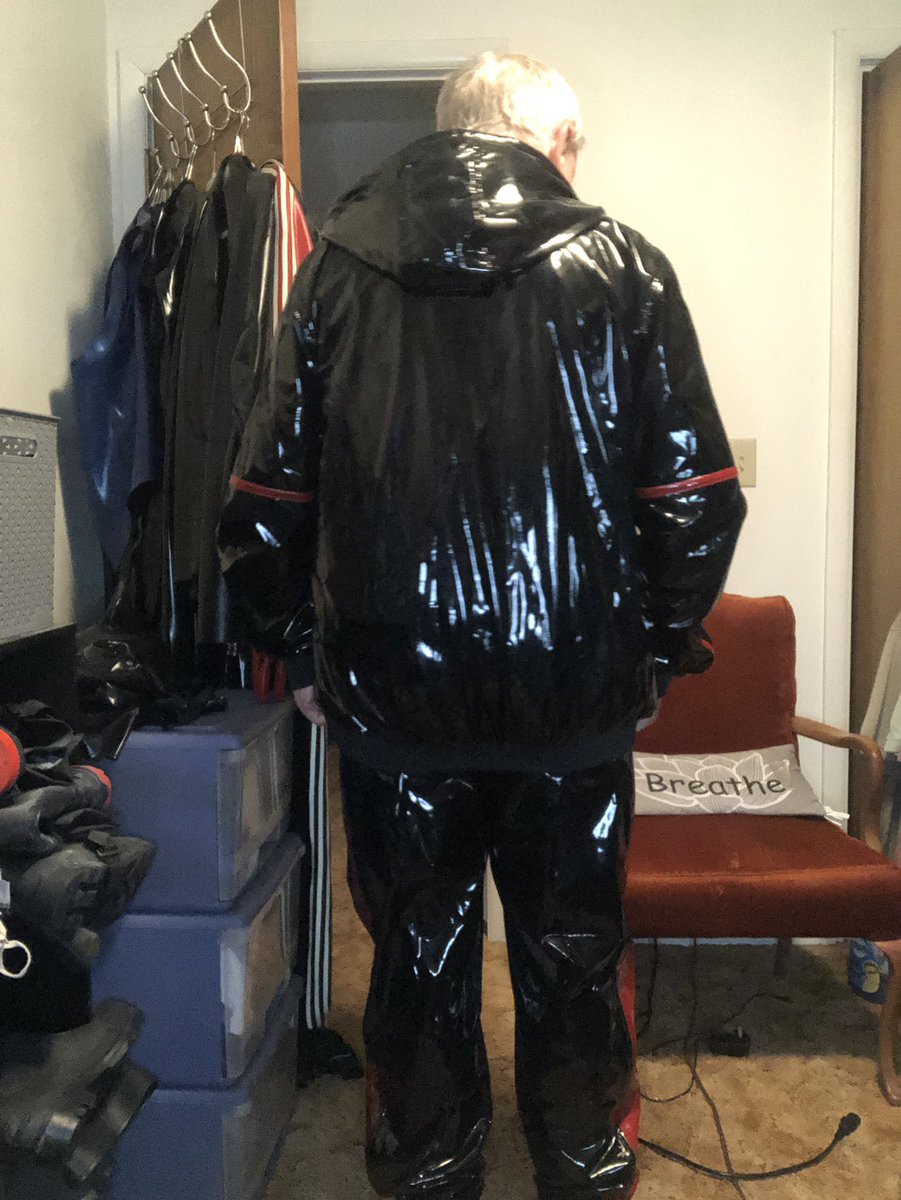 Layers of shiny gear today! #gayshinynylon