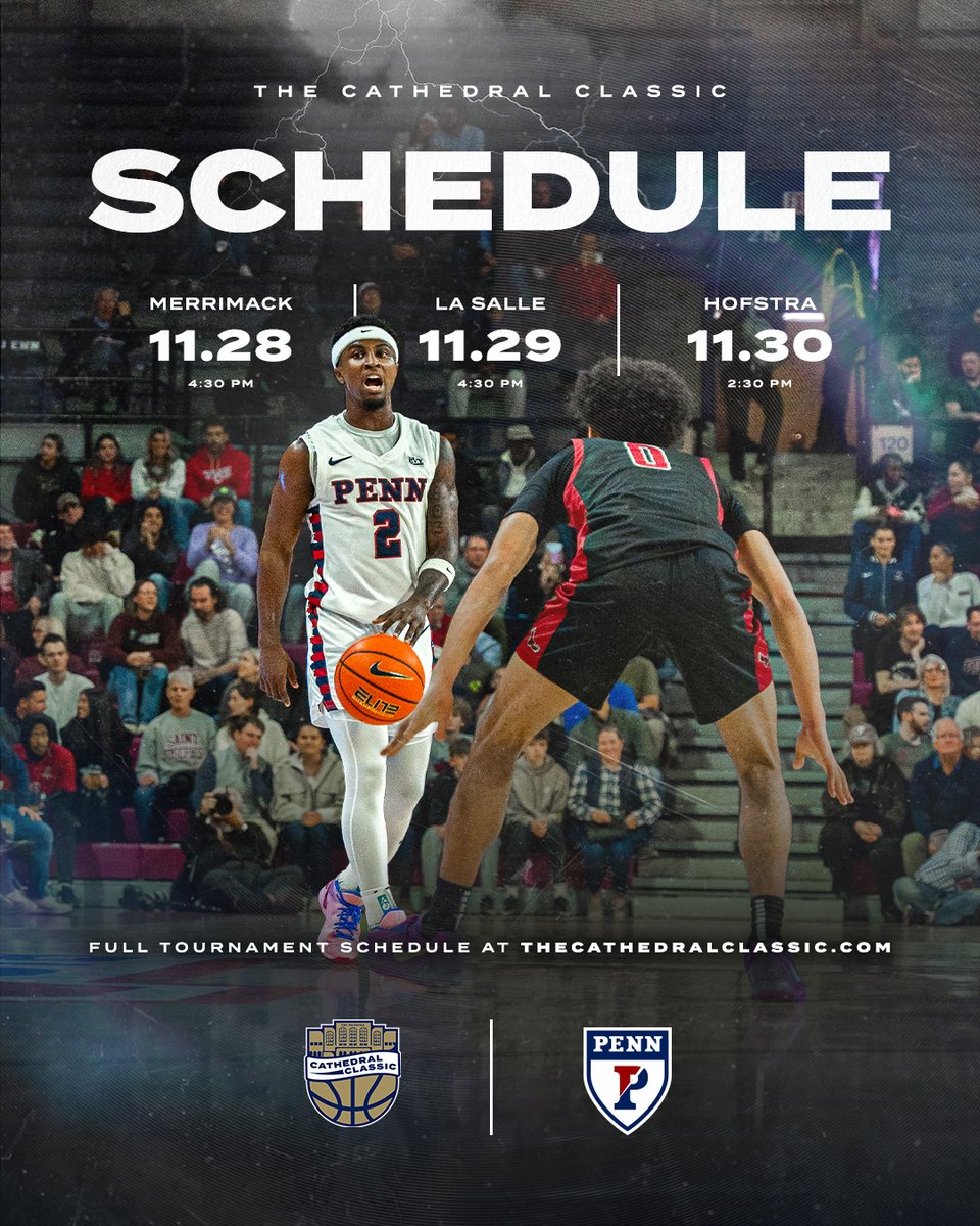 PennMBB's tweet image. Looking forward to hosting La Salle, Hofstra and Merrimack at this year's @CathClassic! See you Thanksgiving weekend!
๐ฐ goquakers.co/4kBBSQv
#FightOnPenn ๐ด๐ต๐