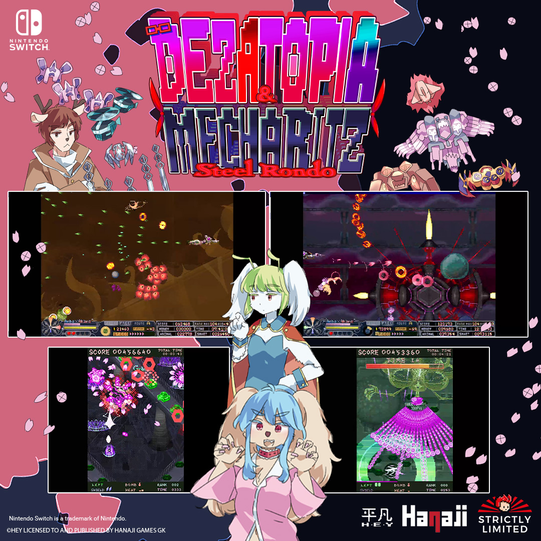 RealStrictlyLTD's tweet image. 🚨 Enter Bullet Hell: Dezatopia & Mecha Ritz! 💥
This dynamic shmup double-pack delivers chaos, charm & challenge:
🎮 Dezatopia – 24 stages, 21 bosses, FM soundtrack
🤖 Mecha Ritz – 50 bosses, 14 mechas, branching paths
💿 3rd design pre-order now: ecs.page.link/GwUp2