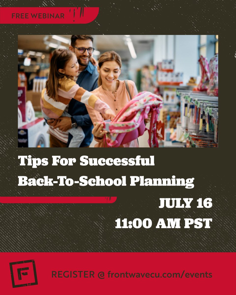 FrontwaveCU's tweet image. Join a free webinar from our partner Greenpath Financial Wellness full of smart tips to plan, budget &amp;amp; save—whether it’s crayons or college textbooks.

Start the year strong. Register now! hubs.li/Q03xjr030

#BackToSchool #FinancialWellness #FrontwaveCU