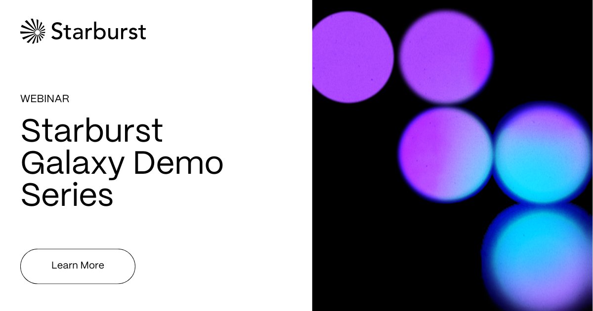 🚨 LIVE DEMO: Starburst Galaxy in action!
🗓️ July 23 | 🕛 12pm ET | 🕔 5pm GMT
💡 Discover + analyze + transform + secure + share your data – fast.
 
Join our 20-min demo + Q&amp;A. Register 👉  okt.to/poWXk8

 #StarburstGalaxy #DataLakehouse #Trino #DataAnalytics