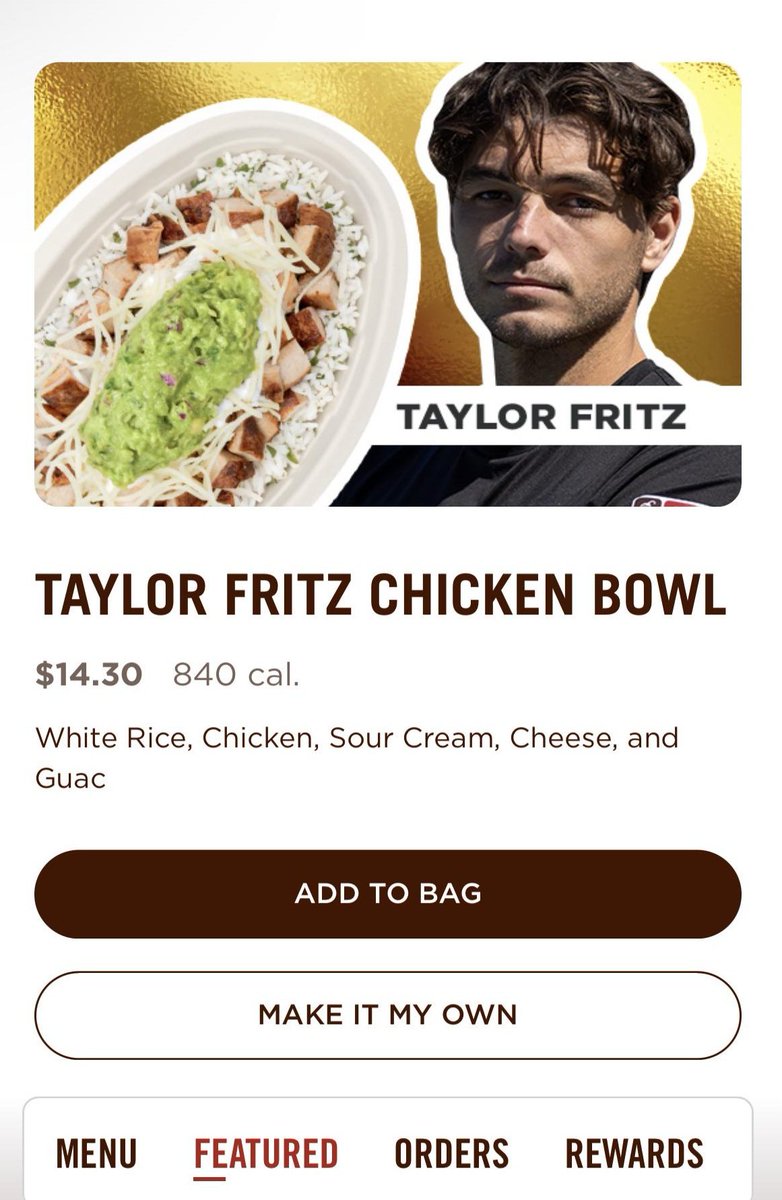 TennisCentel's tweet image. Taylor Fritz set to franchise 10 New Chipotle locations across Europe:
"Ive always been a firm believer of eat good, look good. A lot of Europe is missing out on my chicken bowl. I'm setting up for my future after tennis."
(Via @ChipotleTweets)