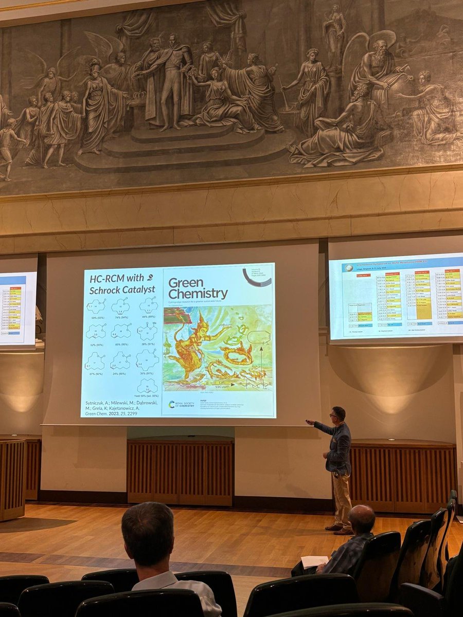 GrelaGroup's tweet image. ISOM 25, Liège, Belgium, 8-11 July 2025: an excellent conference with very inspiring talks. I spoke about the practicality of olefin metathesis using low-loading ruthenium catalysts. Thank you, Lionel, for the invitation. See you all at the next ISOM ♥! isom25.uliege.be