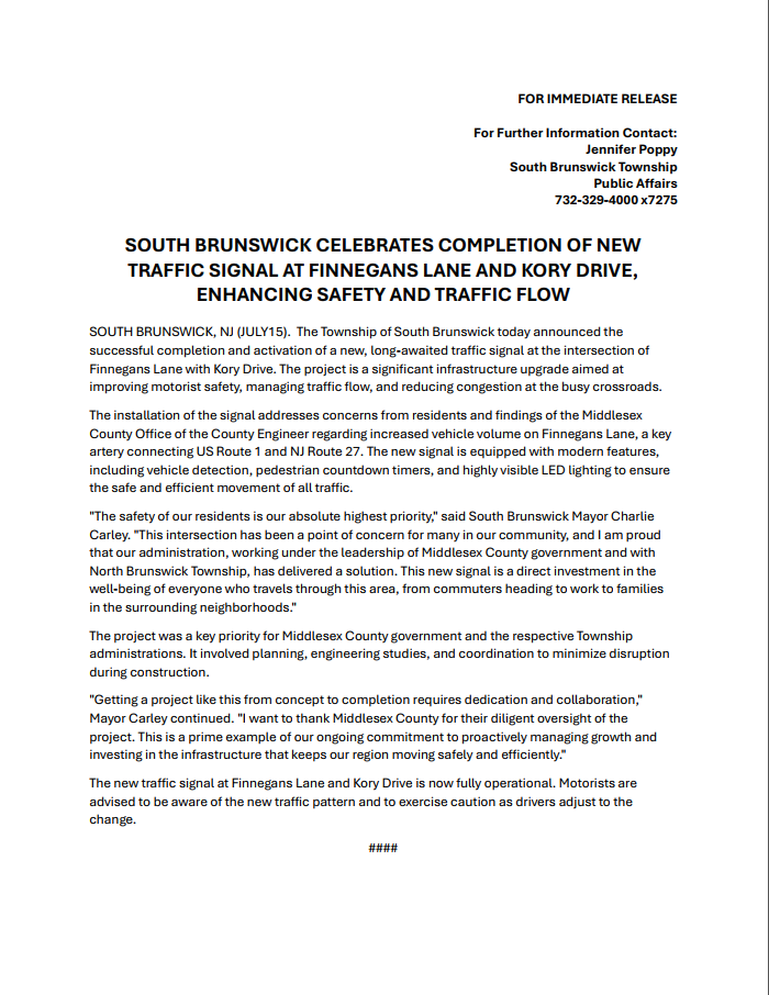 SoBrunswickTwp's tweet image. ๐ฆ A new traffic signal is now active at Finnegans Lane & Kory Drive!
This upgrade improves safety & traffic flow at a key intersection connecting Rt 1 & Rt 27.
Thanks to @MiddlesexCntyNJ & all partners for making it happen!
#SouthBrunswickNJ #TrafficSafety #MiddlesexCounty