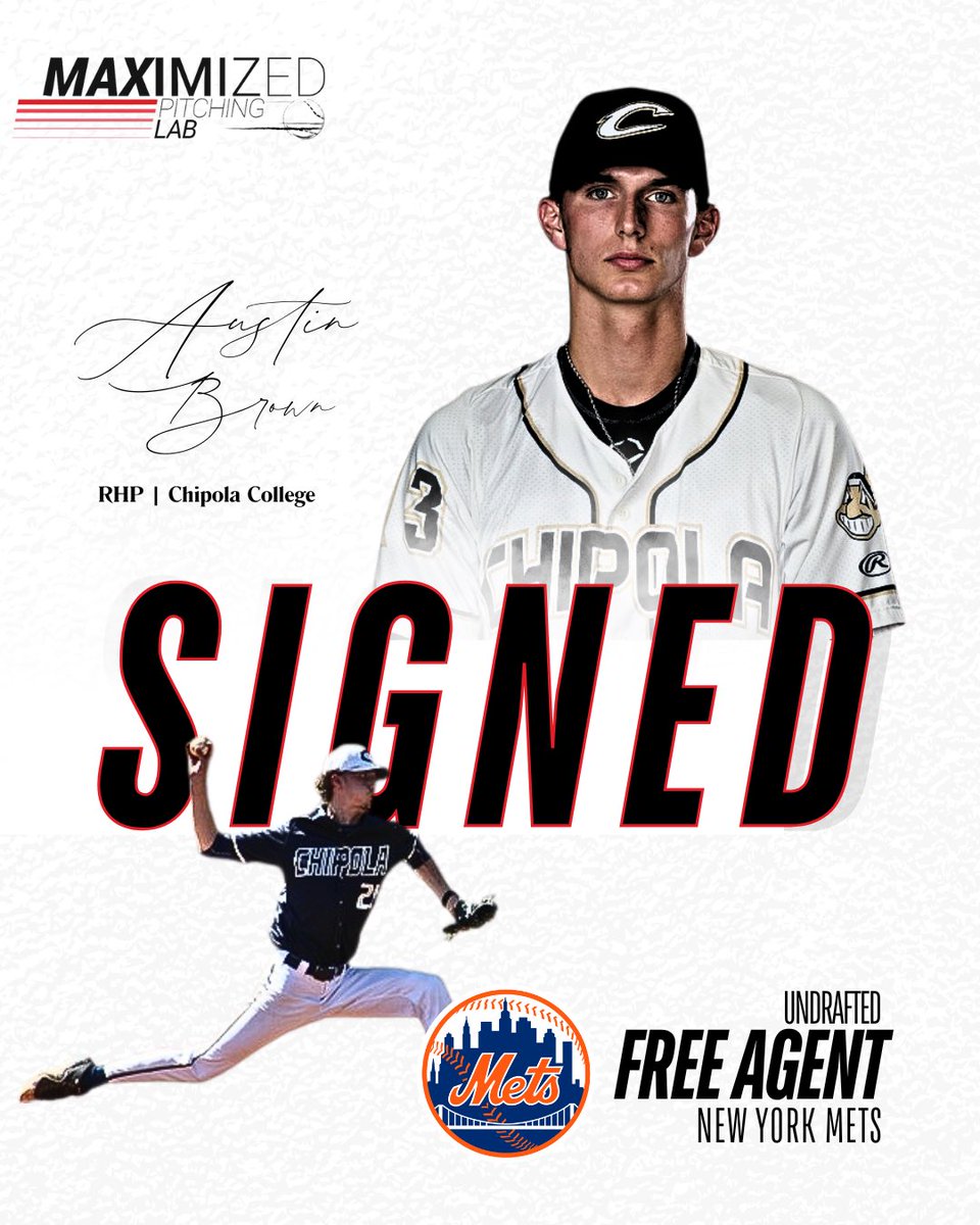 MaxPitchingLab's tweet image. Congratulations to long-time #MPLAthlete @austinbrownbb on signing with the New York Mets!
Thank you for allowing us to be a small part in your journey from 14 years old to today. Looking forward to this next chapter! 🔥