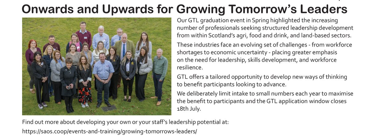 Last call for Growing Tomorrow's Leaders apps '25/26!
GTL helps professionals build their leadership skillset and confidence. We're so proud to see many of our 'graduates' now in directorship roles since participating. Learn more/apply before 18th July at: saos.coop/events-and-tra…